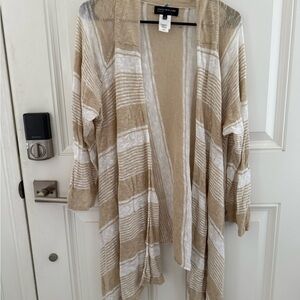 Jones New York Beige and White Knit Cardigan